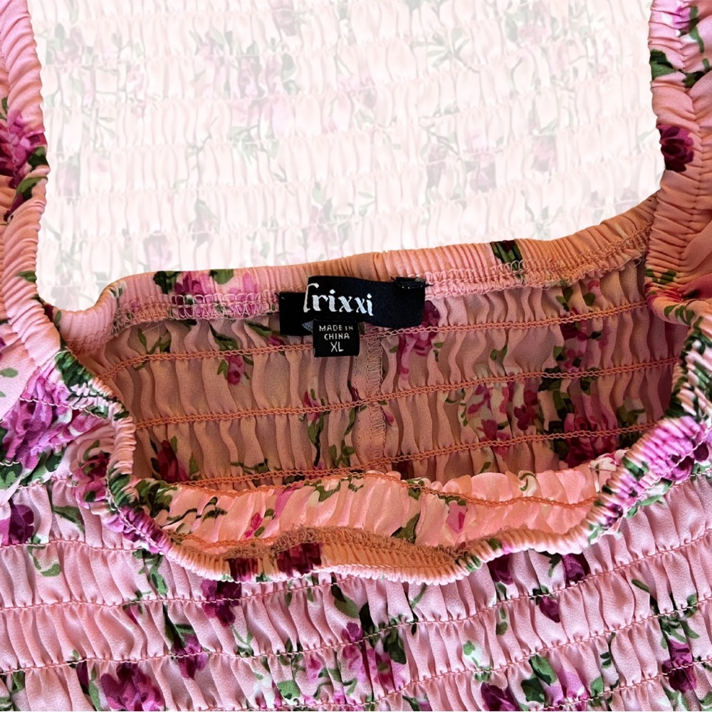 Trixxi Pink Floral Smocked Dress - Picture 2 of 2